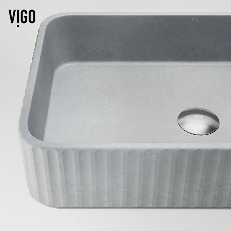 VIGO Windsor 21"L x 14"W x 5"H Concreto Stone Rectangular Bathroom Vessel Sink
