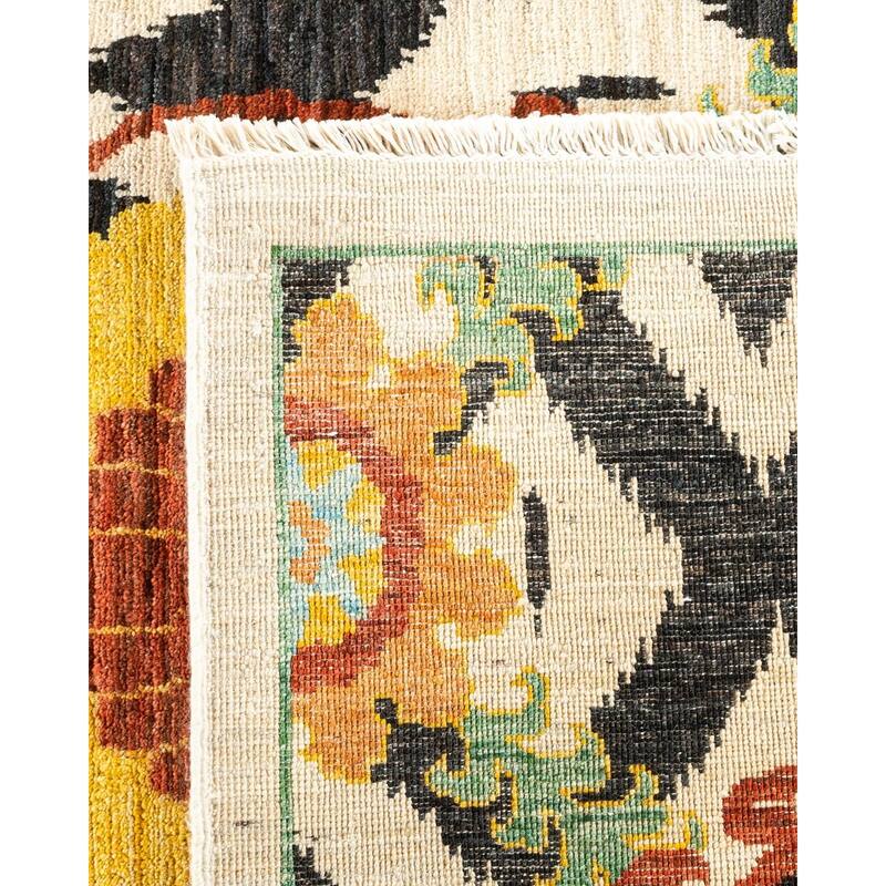 Overton Handknotted Wool Vintage Inspired Contemporary Suzani Ivory Area Rug - 15' 4" x 11' 10"