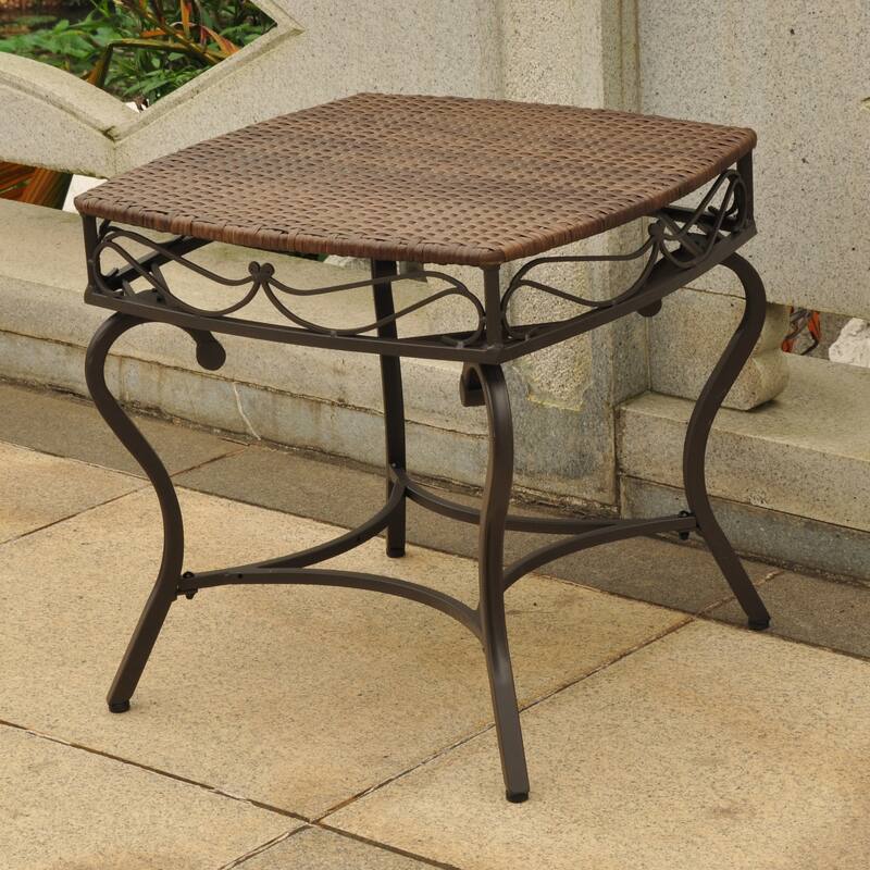Valencia Resin Wicker Outdoor Side Table - Antique Brown
