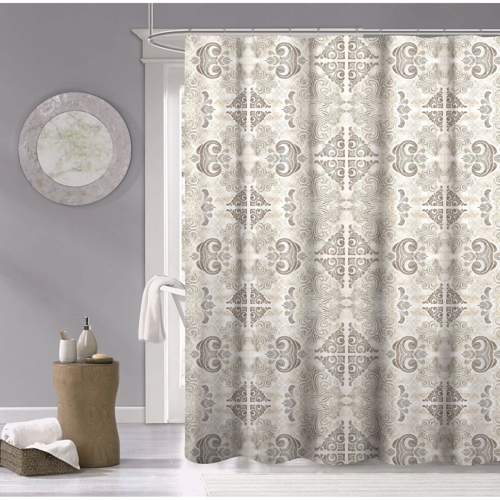 Dainty Home 100% Cotton Mosaic Fabric Shower Curtain, 70"W x 72"L
