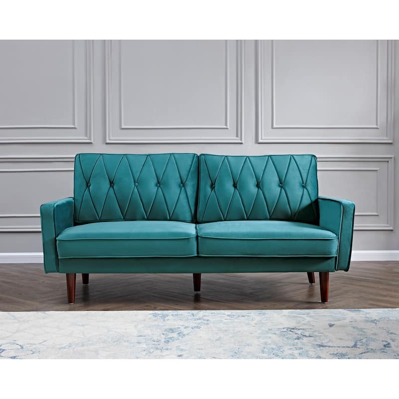 Feemster 69.3" Wide Velvet Tufted Cushion Back Sofa - Blue-Green