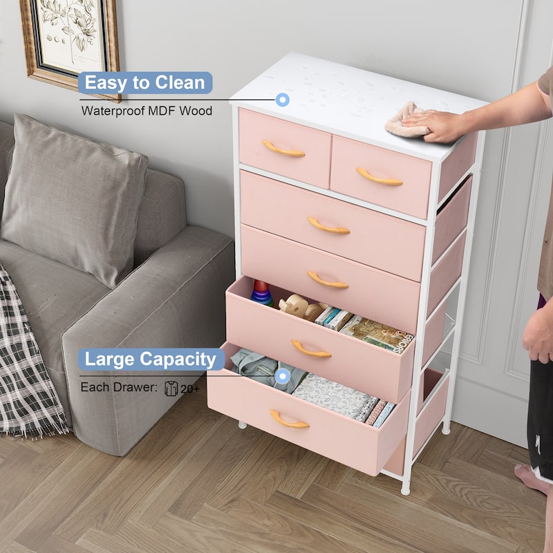 Vertical Storage Dresser 7-drawer Chest Closet Organizer Unit for Bedroom