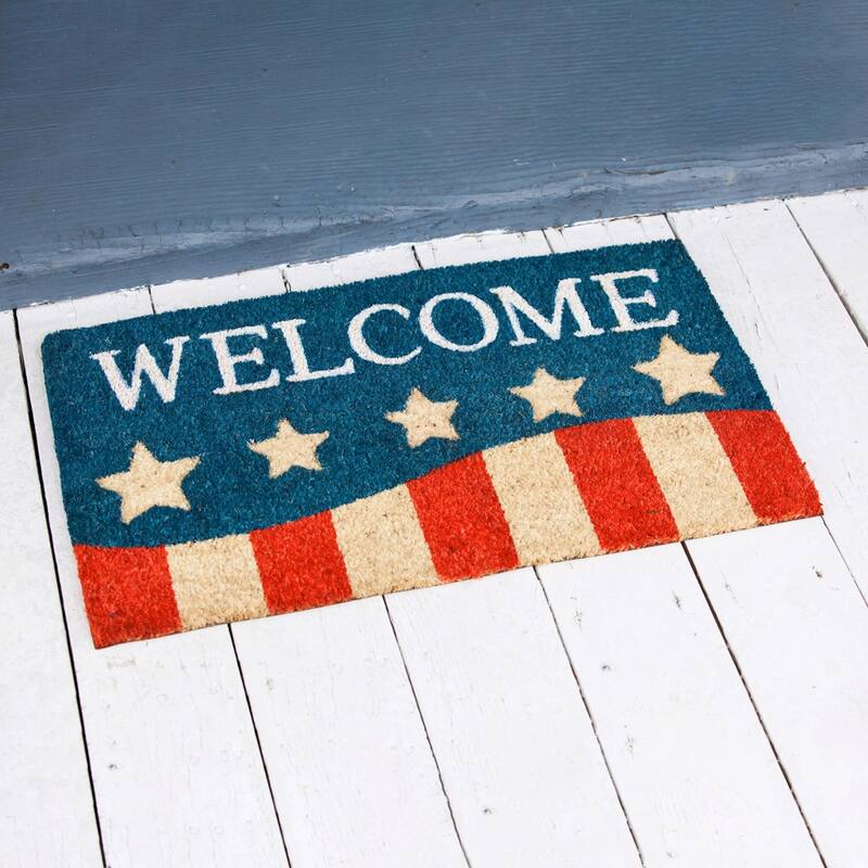 Patriotic Stripes Coir Door Mat