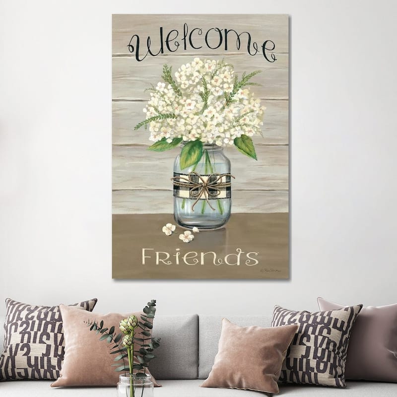 iCanvas "Welcome Friends Mason Jar" by Pam Britton Canvas Print