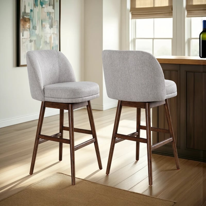 Sadie Modern Swivel Bar Stool, Upholstered Counter Height Chair with Solid Wood Frame