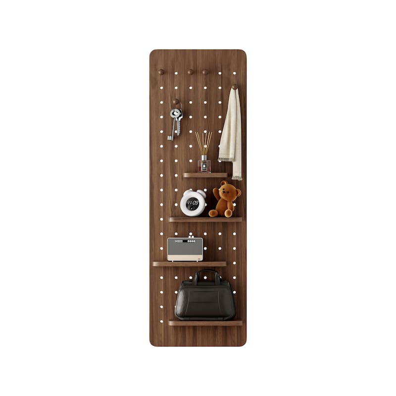 Wall Mounted Full Length Mirror with Shelf and Hook Wall Mounted Mirror with Multifunctional Design Panel(47.6*15.7in)
