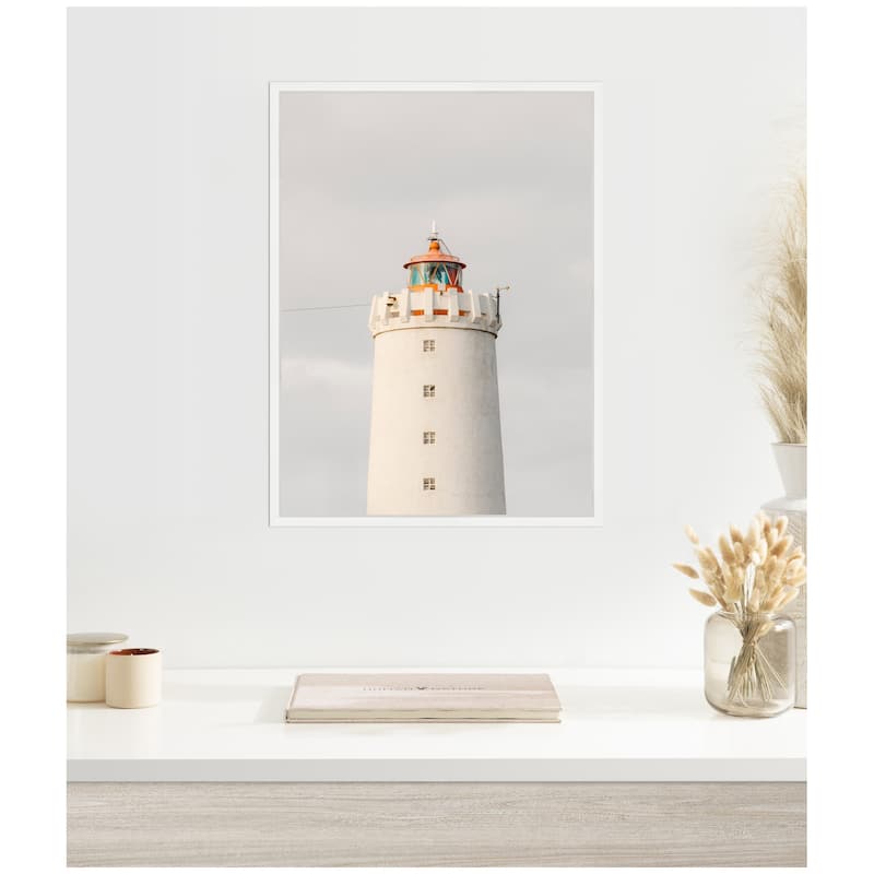 Kate and Laurel Sylvie Grotta Lighthouse Iceland Framed Canvas by Crystal Lynn Collins