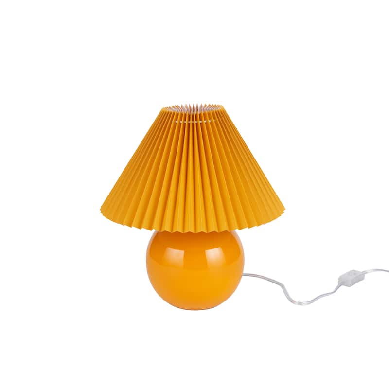 Nourison 13" Round Ceramic Table Lamp with Pleated Shade