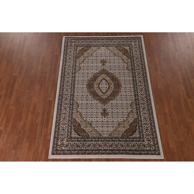 Geometric Tabriz Turkish Area Rug Machine Made Carpet - 5'2" x 7'9"