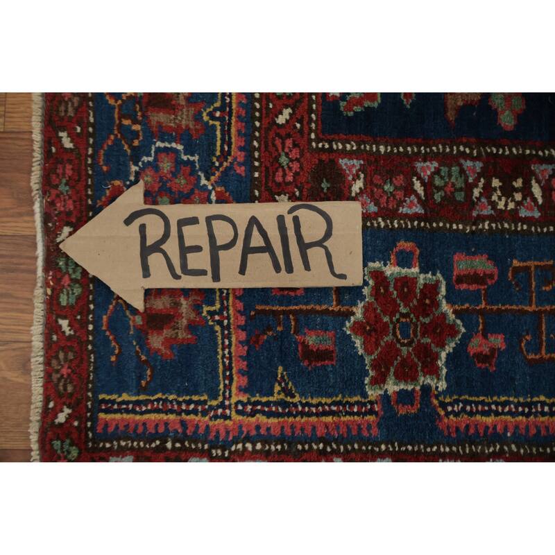 Hand Knotted Oriental 100% Wool Carpet Traditional Floral Navy Blue & Blues Malayer Area Rug - 7' 7'' X 4' 4''