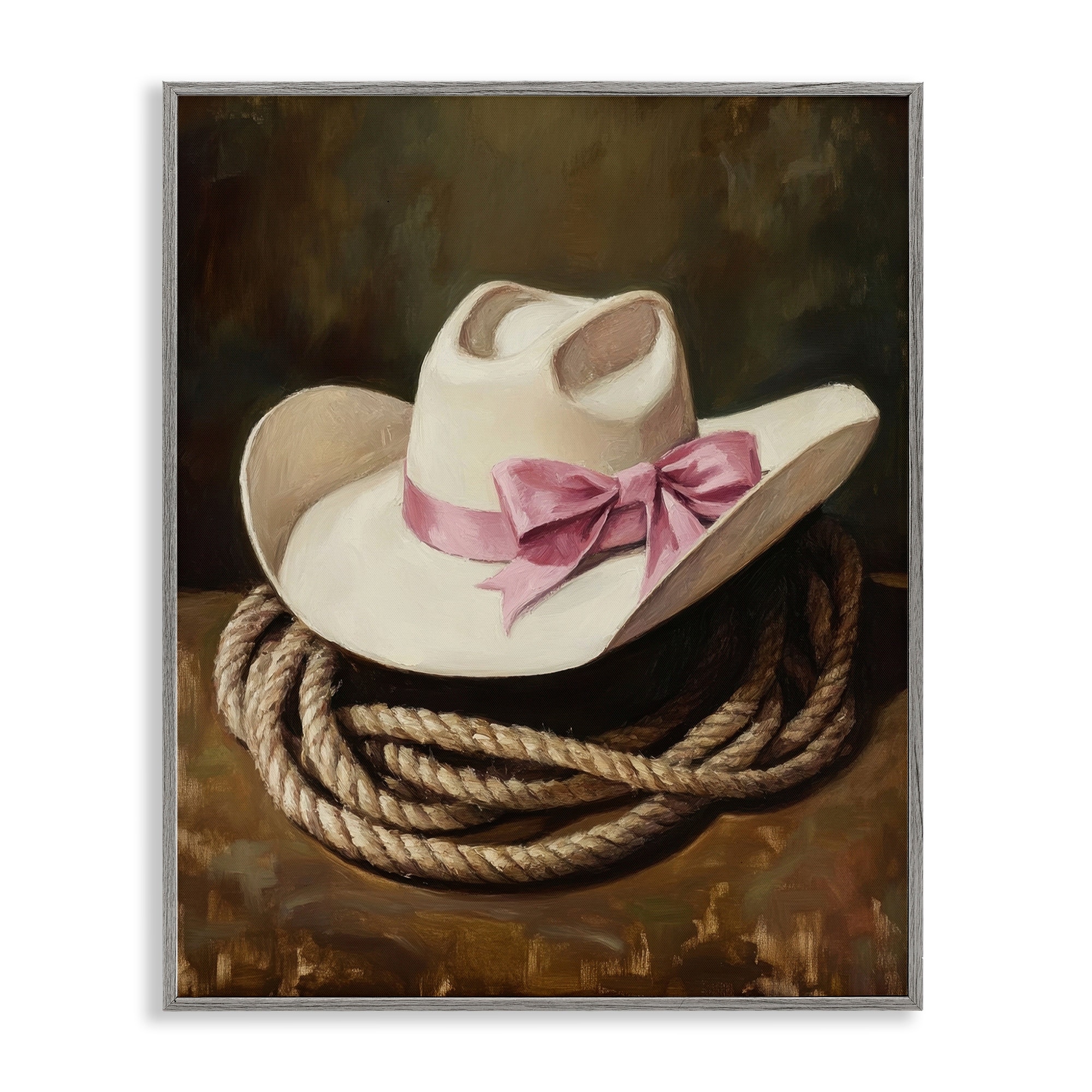Stupell Cowgirl Hat Bow and Lasso Framed Giclee Art Design By Petal Prints Design