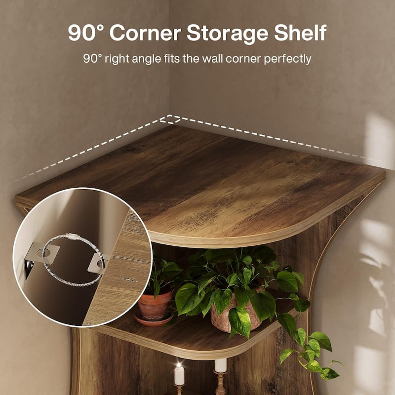 73.2" Tall Corner Bookcase, Farmhouse 6-Tier Corner Shelf Freestanding Bookshelf Display Shelf