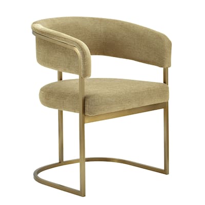 Modrest Sebastian Modern Brown Fabric & Antique Brass Dining Chair
