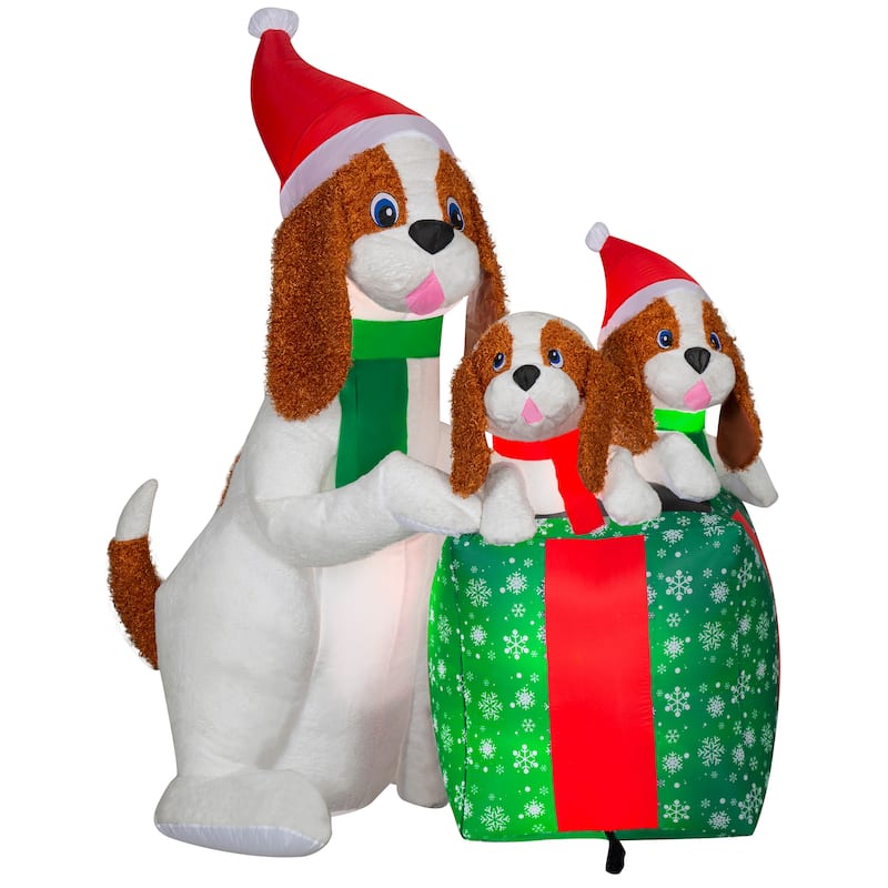 Gemmy Christmas Inflatable Dog Family Scene, 5.5 ft Tall