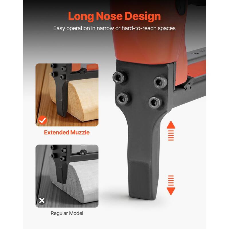 Black-Orange Aluminum Alloy 21-Gauge Pneumatic Staple Gun with 150PCS Capacity - 8.66 x 1.77 x 7.48