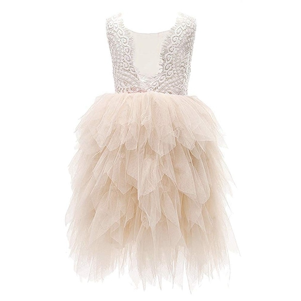lace back flower girl dress
