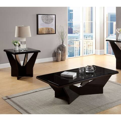 Furniture of America Ameena Glass Top 2-Piece Coffee Table Set