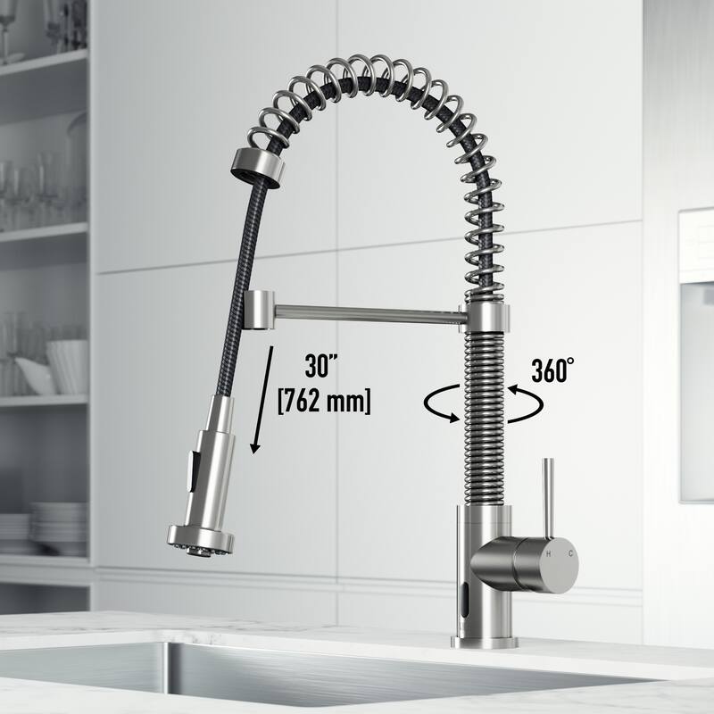 VIGO Edison 19" H Single Handle Pull-Down Sprayer Kitchen Faucet Set with Touchless Sensor