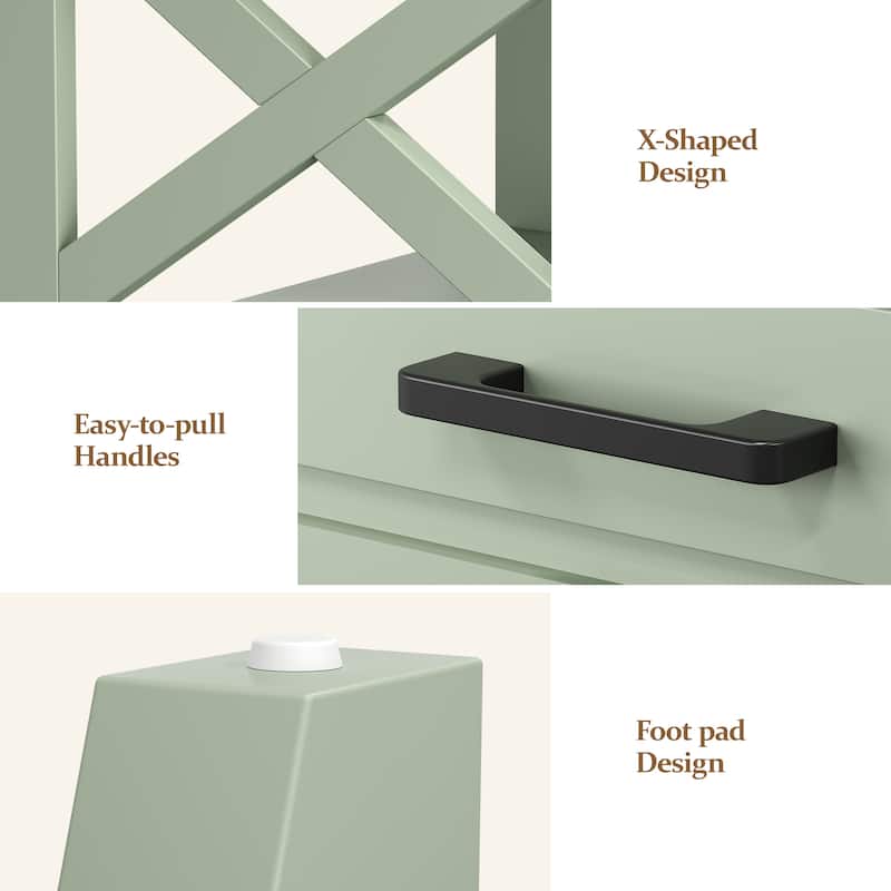 Tall Nightstand with 2 Drawers and Open Shelf Below