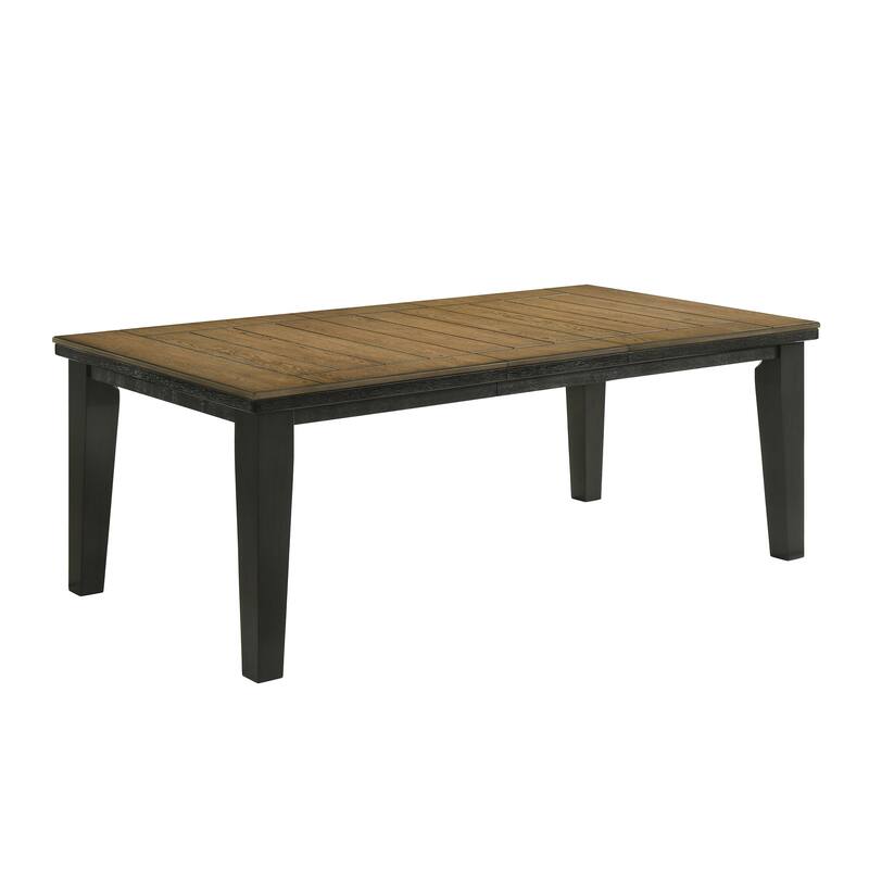 1pc Contemporary Style Dining Rectangular Table with18" Leaf Tapered Block Feet Wheat Finish Dining Room Solid Wood Wood