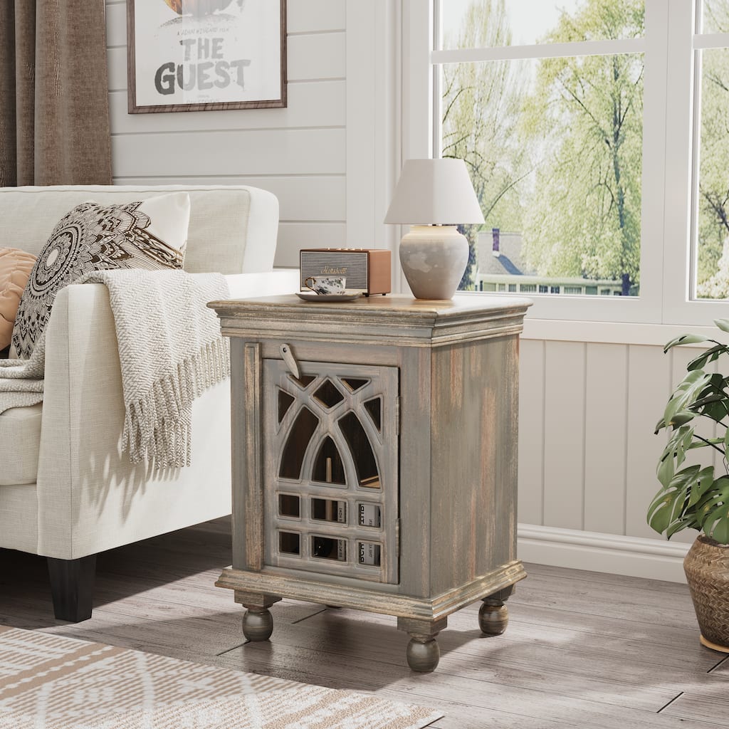 Christopher Knight Home - Emerson Hand-Carved Antique Grey Nightstand