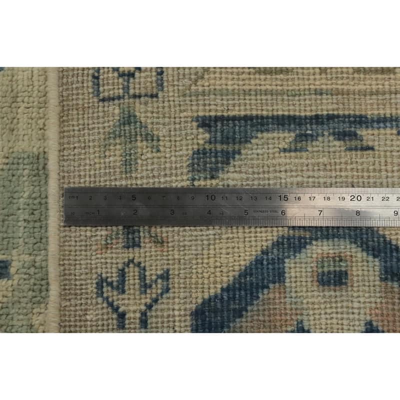 Hand Knotted Traditional Wool Green Geometric Area Rug - 9' 10'' X 8' 4''