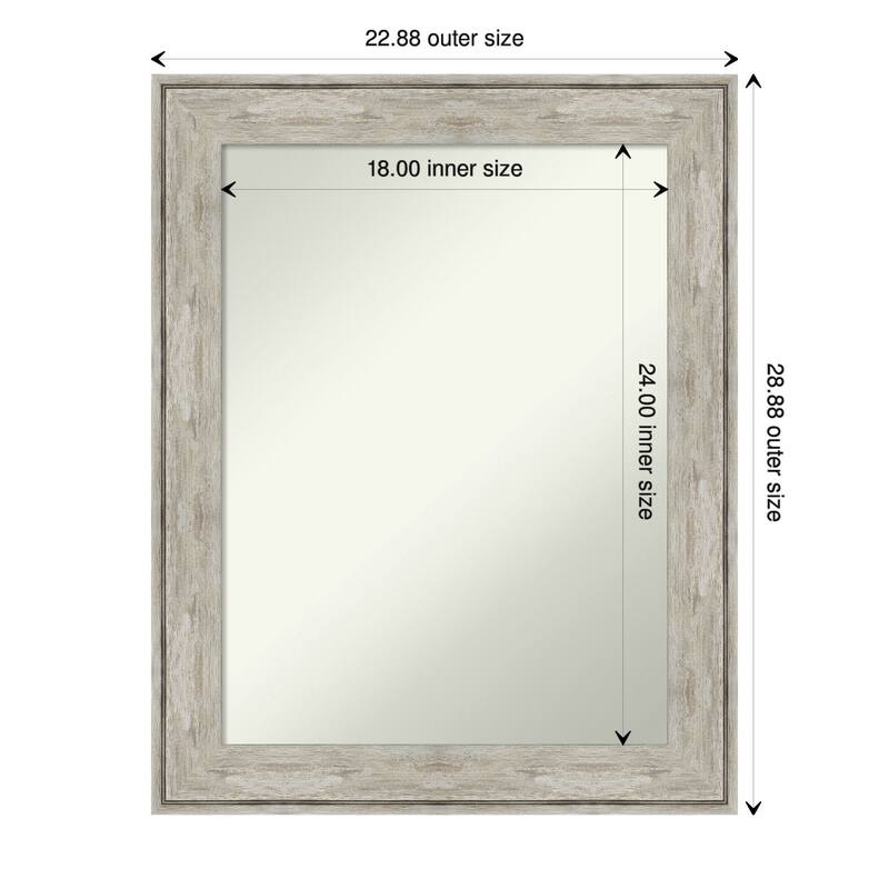 Non-Beveled Bathroom Wall Mirror - Crackled Metallic Frame - 23 x 29 in - Crackled Metallic