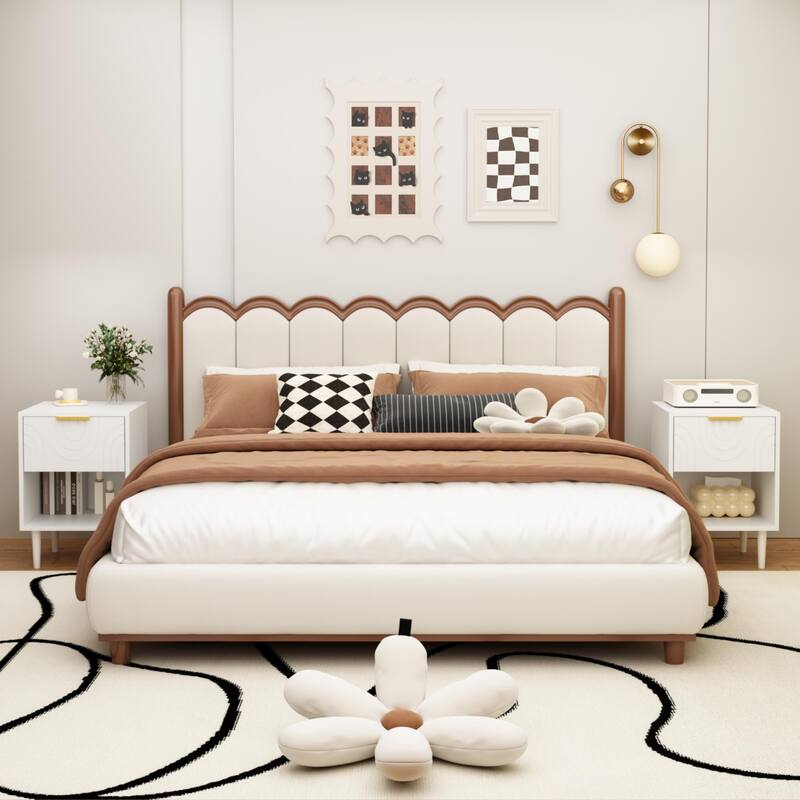 22.83''H Modern White Nightstand With One Drawer And Open Shelf, Gold - Accented Handle, Ideal For Bedroom Decor