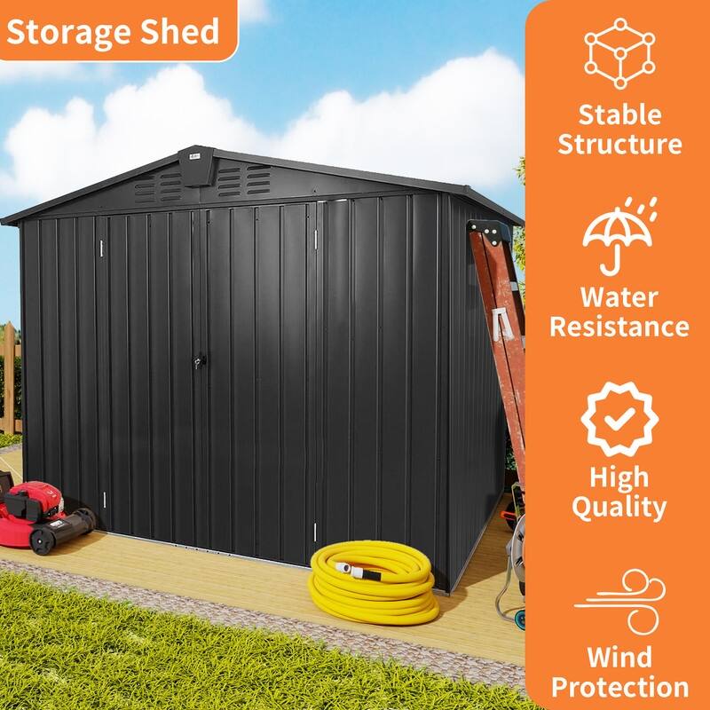 CUSchoice Outdoor Metal Storage Shed with Lockable Door