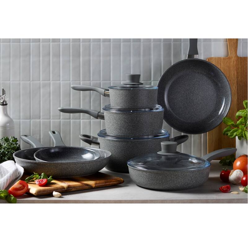 ZWILLING Parma Plus Ceramic 10-pc Aluminum Ceramic Nonstick Cookware Set - Grey