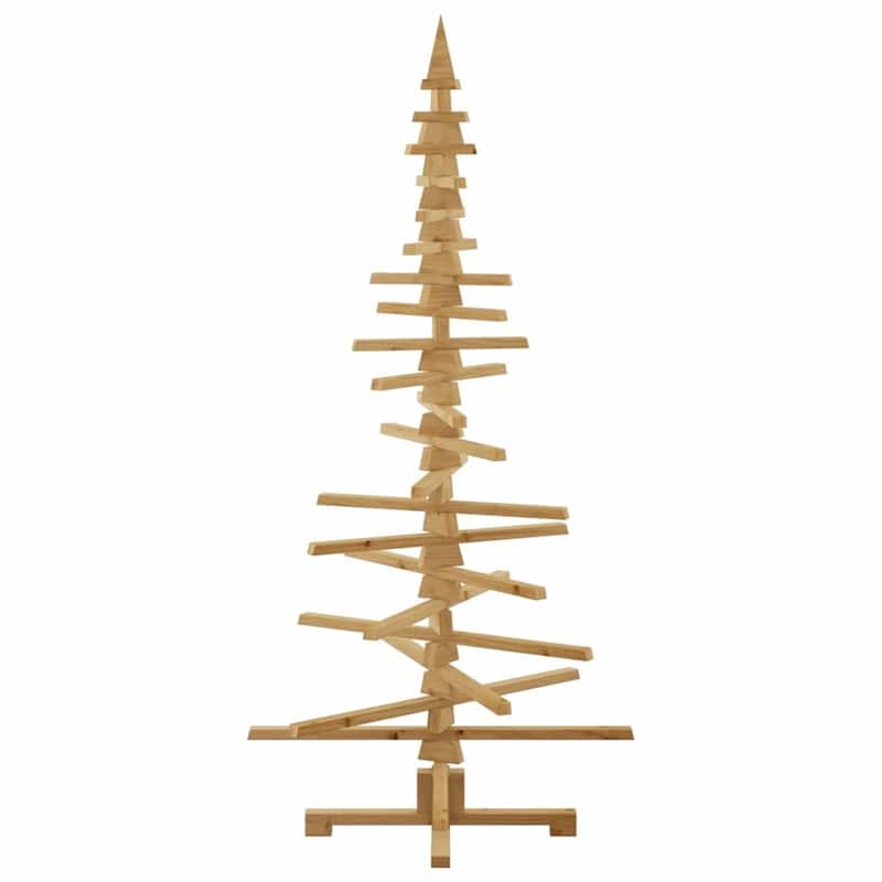 vidaXL Wooden Christmas Tree with Stand Brown Solid pine wood