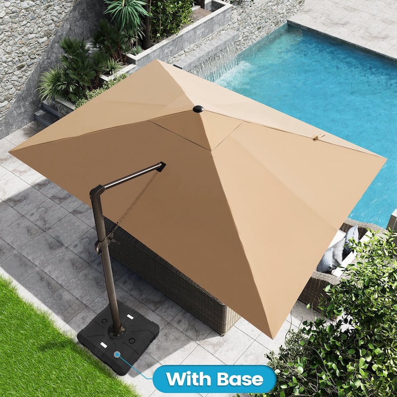 10 x 13 FT Outdoor Shade Canopy Patio Cantilever Offset Umbrella with Base