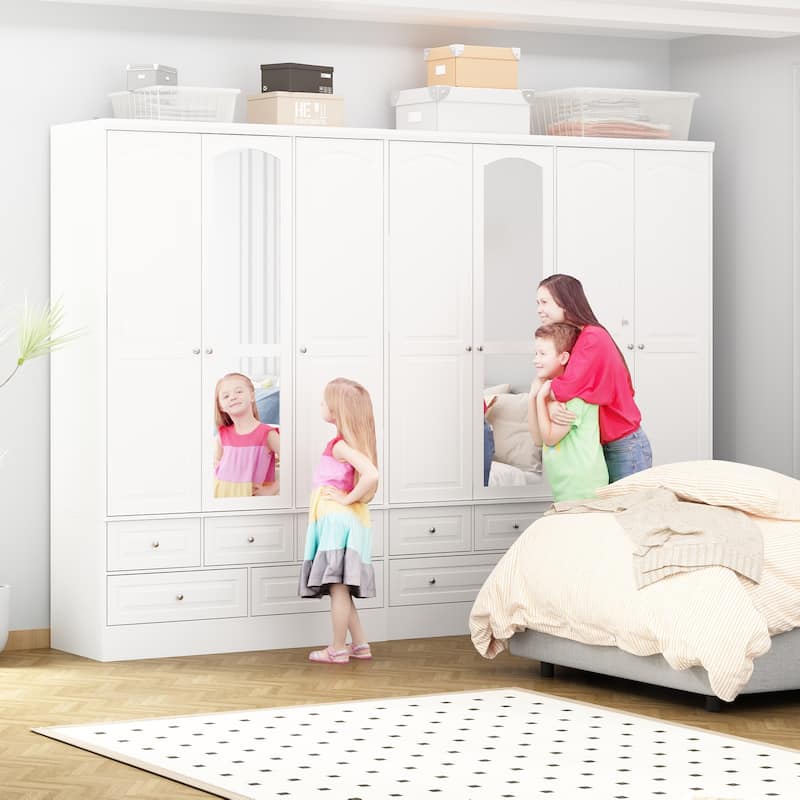 78.7"H Combo Twin Wardrobe Set Elegance Meets Utility Armoires Closet