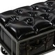 preview thumbnail 17 of 19, Black Faux Leather Tufted Upholstered 3 Trunk Storage Bench with Industrial Wheels and Gold Studded Accents