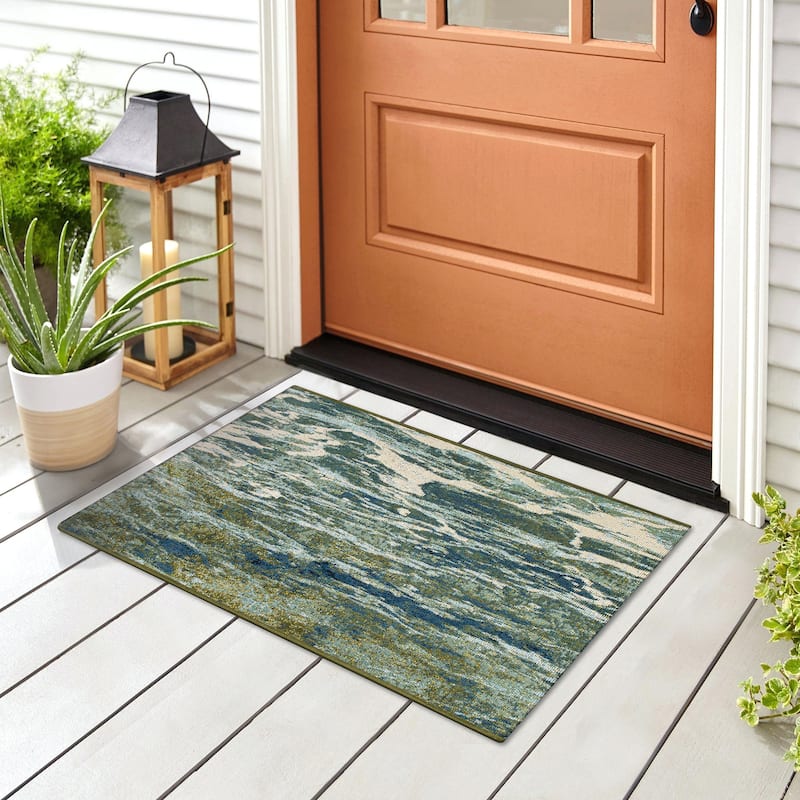 Liora Manne Esencia Caribe Indoor/Outdoor Mat Sea 2' x 2'10" - 2'5" x 3'11" - Sea