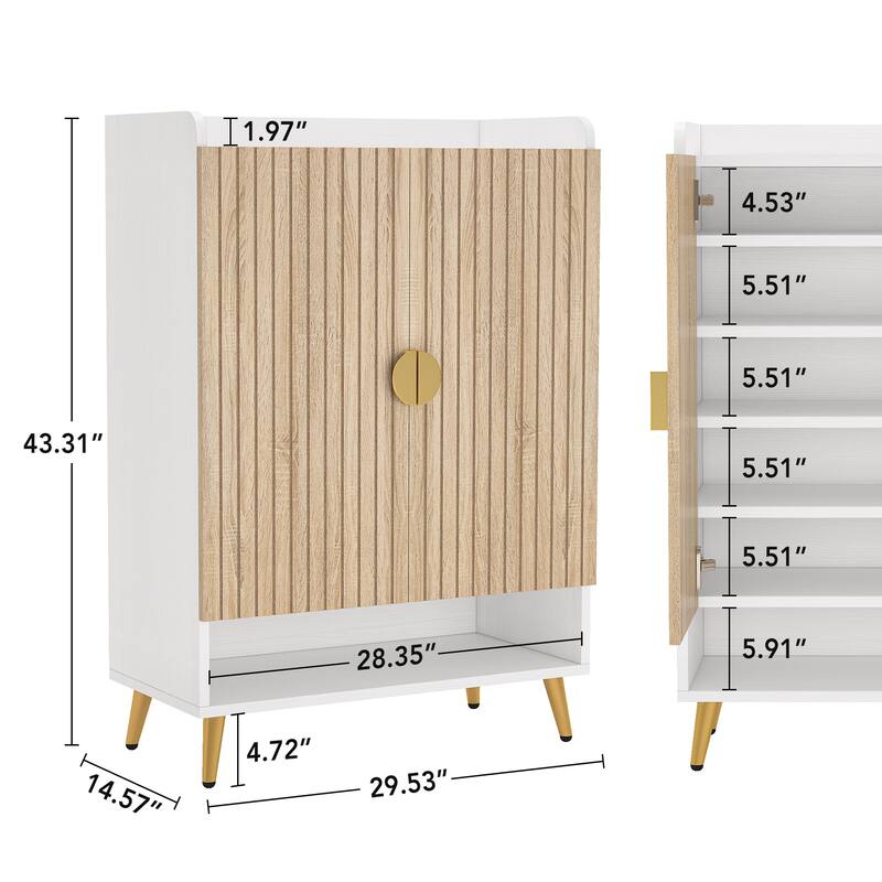 Shoe Cabinet with Doors, 7-Tier Shoe Storage Cabinet for Entryway