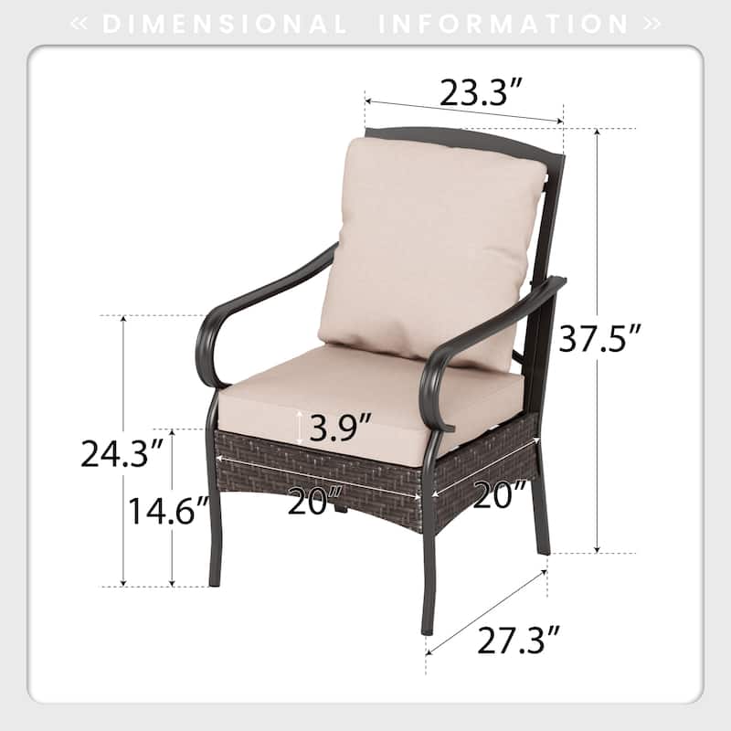 7 Pieces Patio Dining Set, 60 Inch Rectangular Metal Table and Rattan Dining Chairs