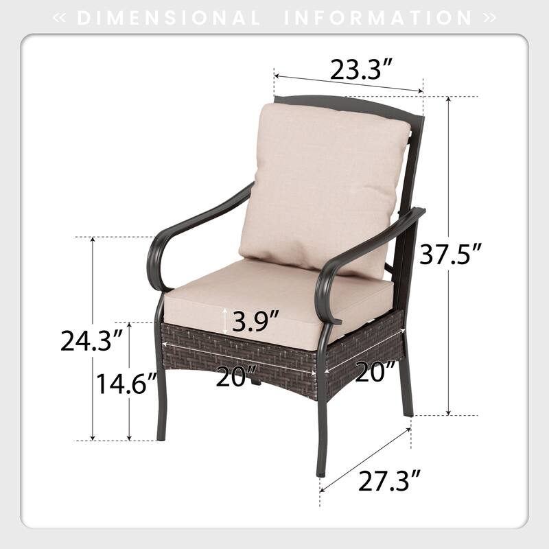 MAISON ARTS 7 Pieces Patio Dining Set with Metal Rectangular Dining Table and Swivel Chairs