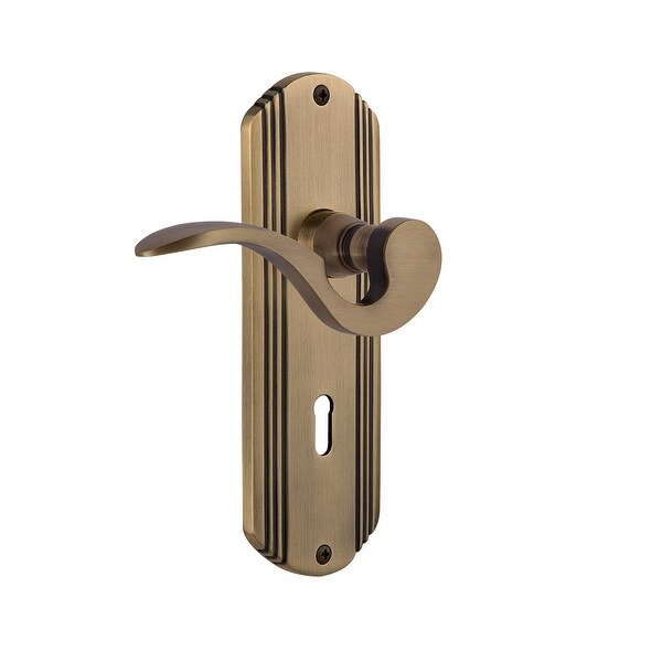 Nostalgic Warehouse DECMAN_SD_KH_LH Manor Left Handed Non-Turning One-Sided Door Lever with Deco Rose and Decorative Keyhole