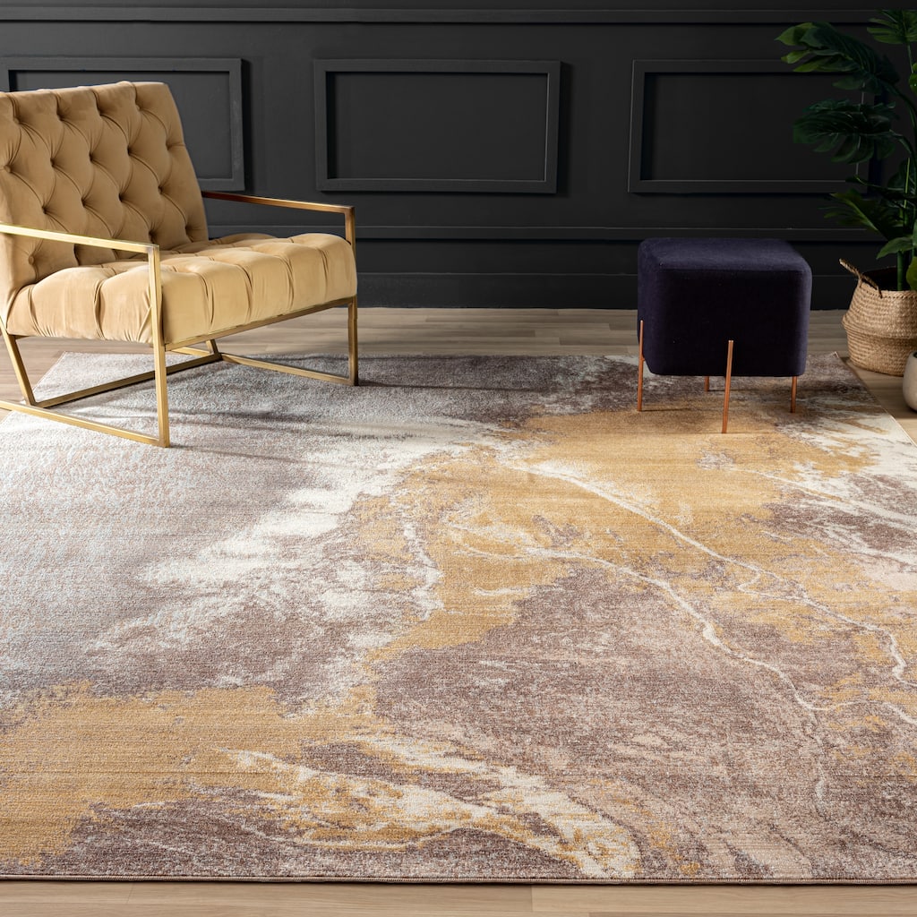 Marbled Earthy Abstract Area Rug