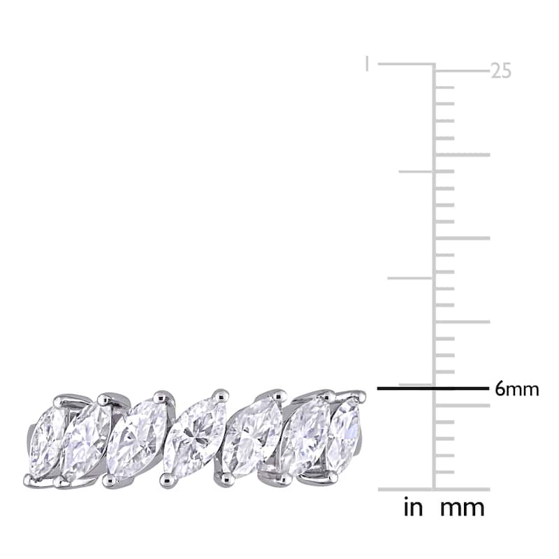 Miadora 1 3/4ct DEW Marquise-Cut Moissanite Semi-Eternity Ring in 10k White Gold