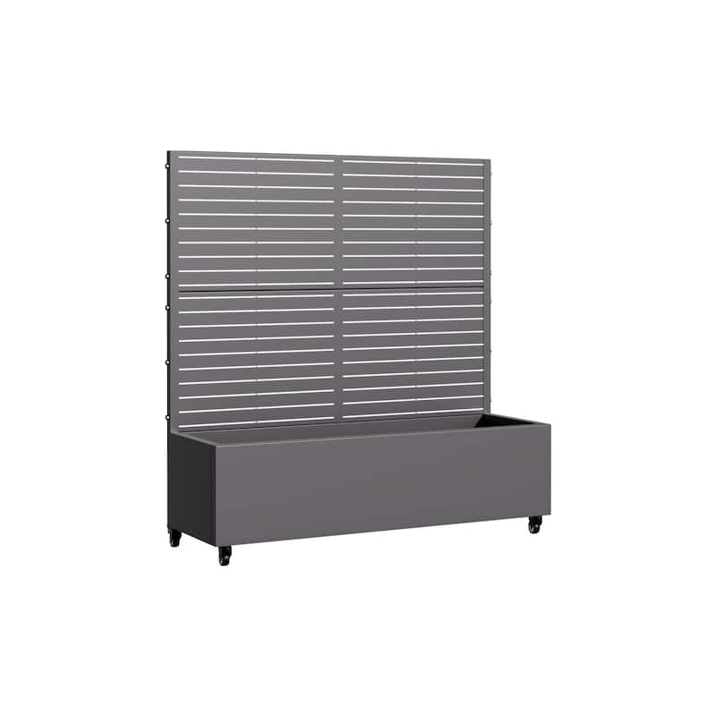 Metal Movable Planter Box with Trellis Privacy Screen Planter Box with Lockable Wheels - 47"x47"