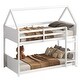 preview thumbnail 10 of 15, Low Height House Bunk Bed with Headboards,Guardrails,Ladder,Twin Over Twin Kids Bed