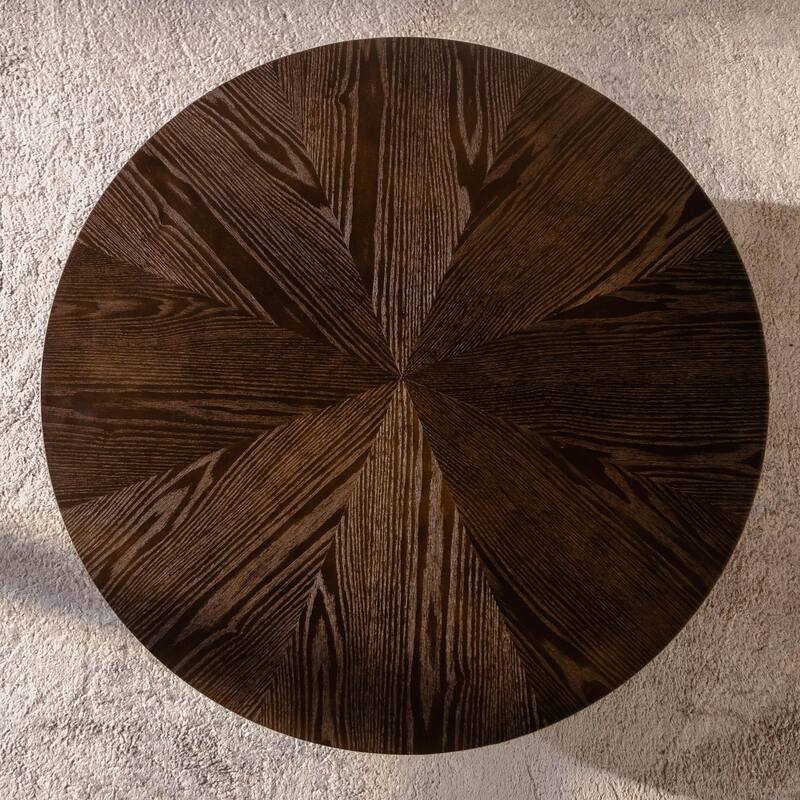 Retro Round Coffee Table with Storage