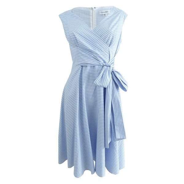 calvin klein blue white striped dress