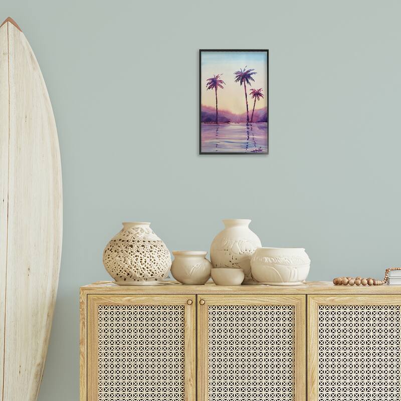 Stupell Purple Hued Palm Trees Framed Giclee Art Design By Stephanie Fielden