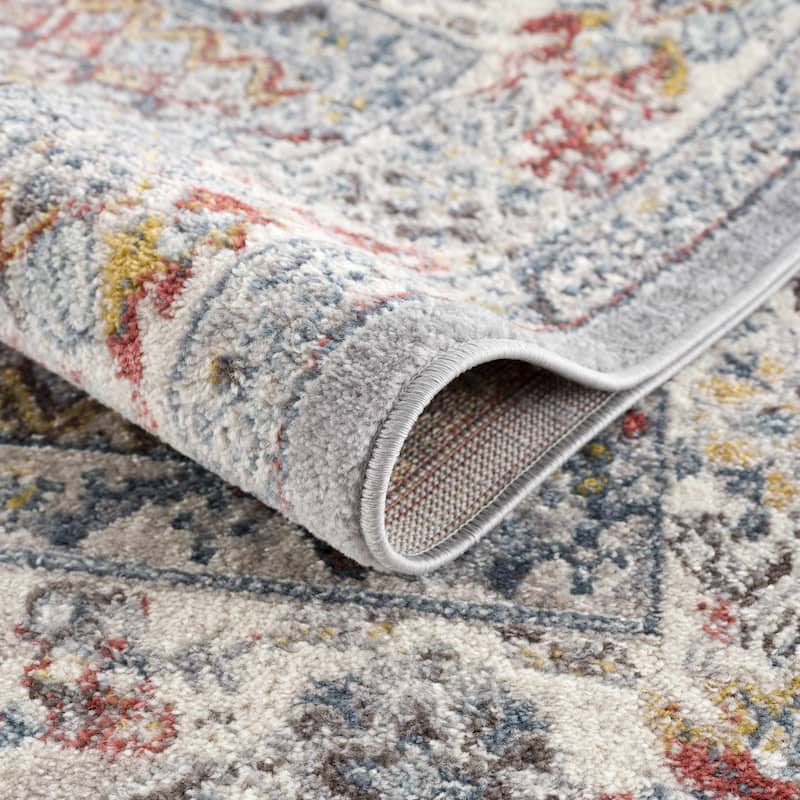 Hauteloom Haymond Hallway, Kitchen Runner Rug - Brick Red, Charcoal, Cream - 2'7" x 10'