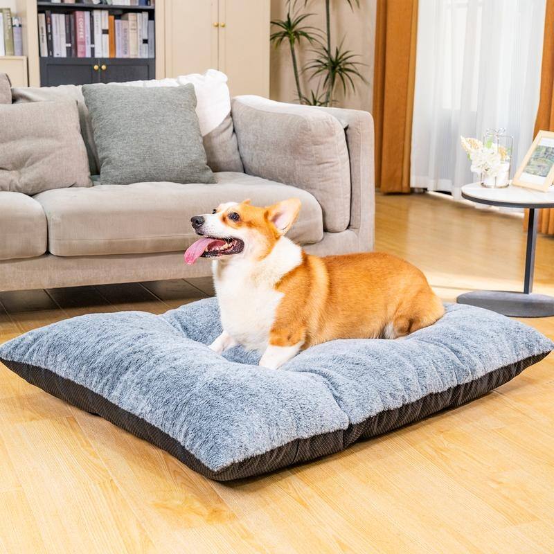 3-Size Fluffy Deluxe Dog Bed, Comfy Pet Sleeping Mat with Alcantara Upholstery and Anti-Slip Bottom, Washable Soft Puppy Pad