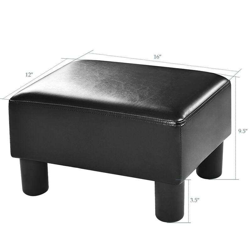 Gymax PU Leather Ottoman Rectangular Footrest Small Stool - See Details