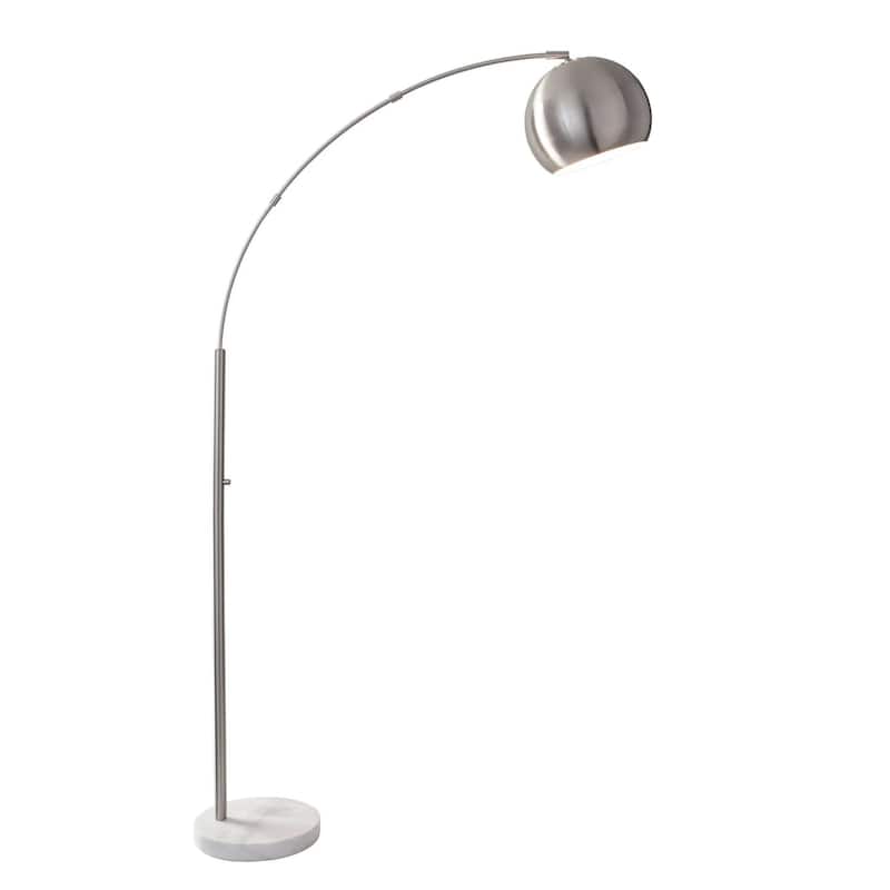 HomeRoots78" Steel Arc Floor Lamp With Silver Solid Color Bowl Shade - 12.5